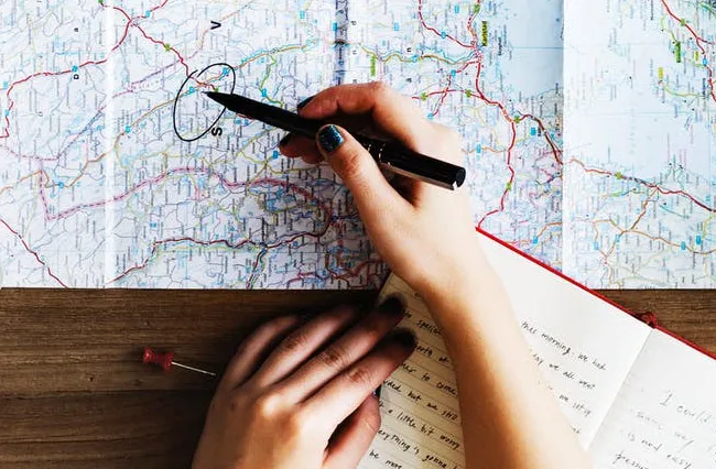 Map and travel planning materials