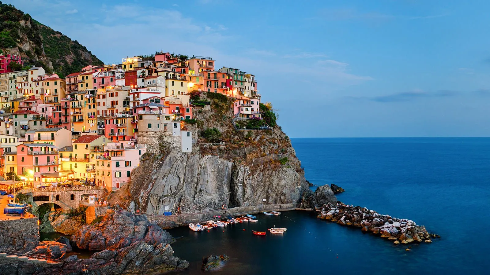 Colorful coastal village above the sea