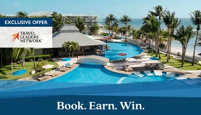 Tropical resort pool and beach for an ALG Vacations offer